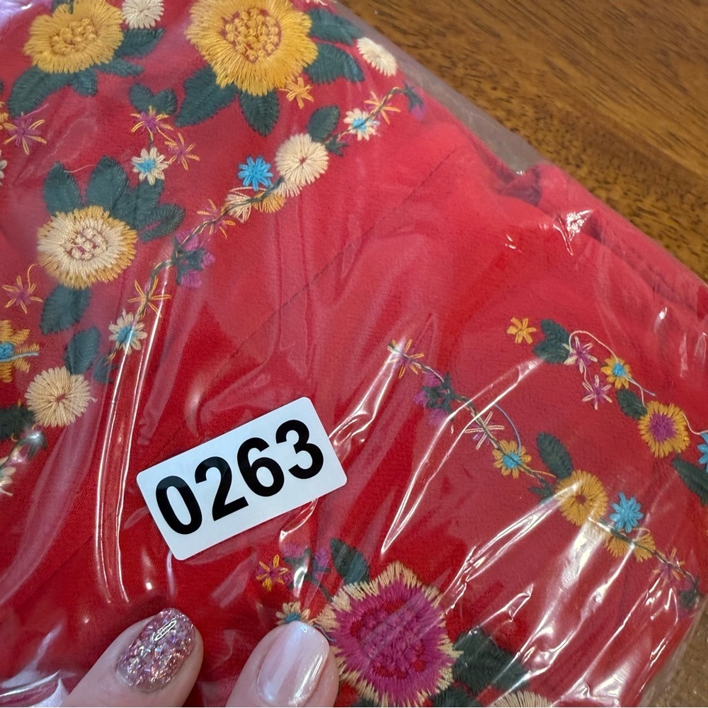 Umgee Red Floral Embroidered Mini Dress size medium - Picture 8 of 8